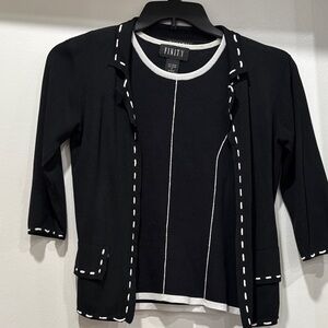 Finity Women's Black cardigan set with White Accents Vintage